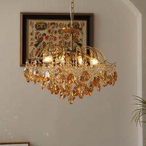 Sumptuous Crystal Chandelier Retro Romantic Amber Living Room Chandelier -Homdiy