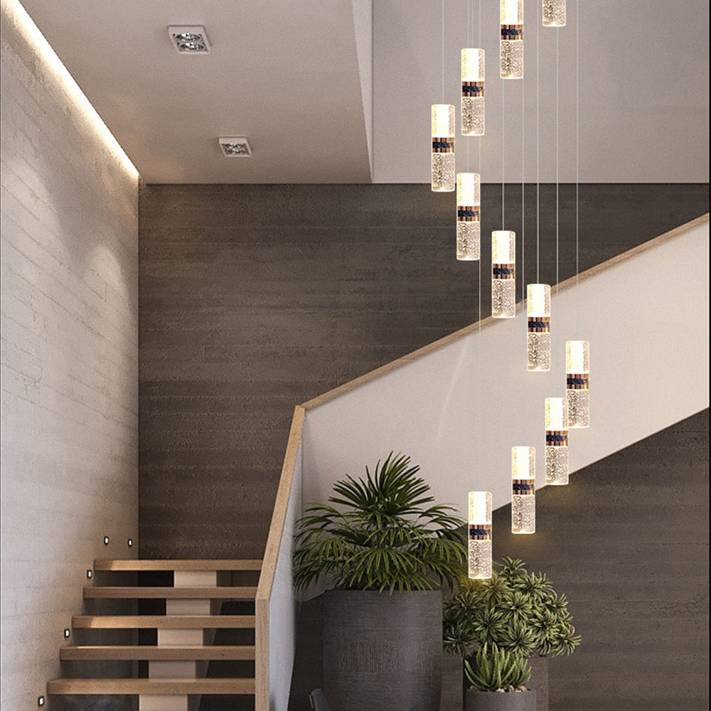 Modern Bamboo Crystal Staircase Long Chandelier -Homdiy