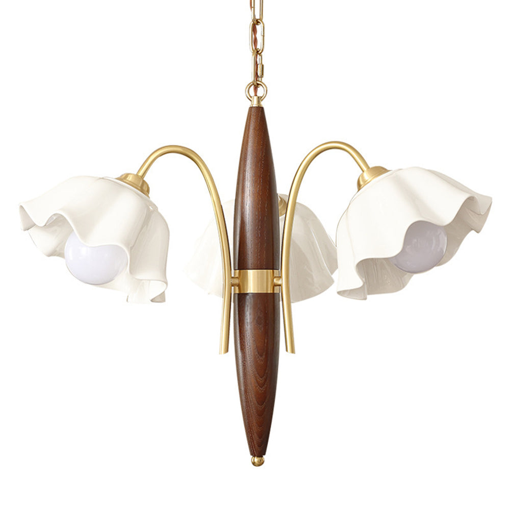 Nordic Ceramic Hanging Lamp Walnut Brass Chandelier -Homdiy