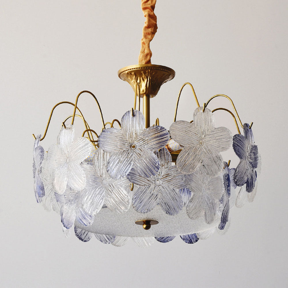 Vintage Flower Shape Stained Glass Chandelier For Living Room -Homdiy