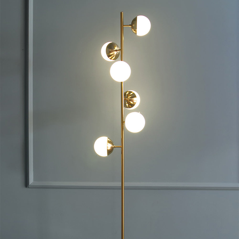 Gold Metal Glass Globe LED Tree Floor Lamp -Homdiy