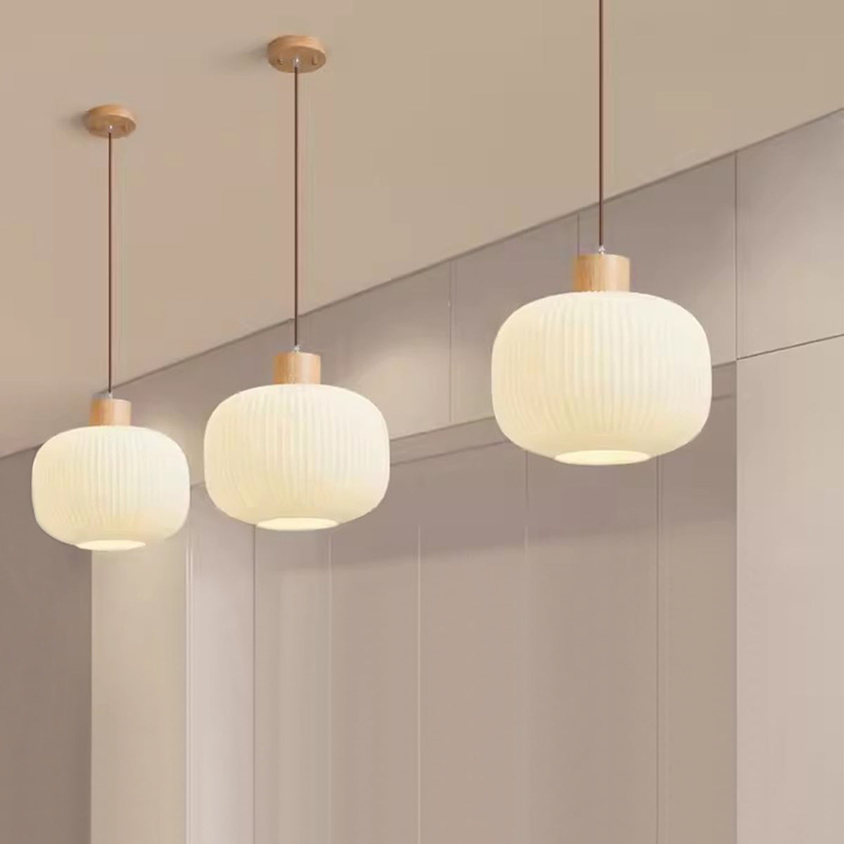 Nordic White Lantern Glass Pendant Lamp -Homdiy