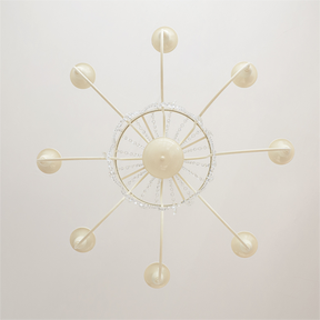 Vintage White Metal & Glass Geometric Candelabra Chandelier Light -Homdiy