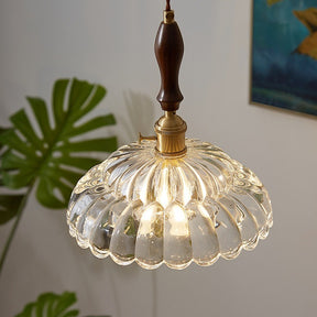 Modern Wooden Handle Copper Glass Pendant Light -Homdiy