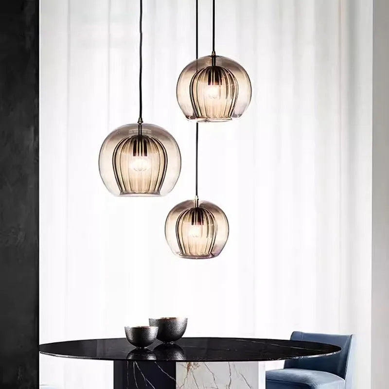 Modern Glass Double Ball Shade Pendant Hanging Light -Homdiy