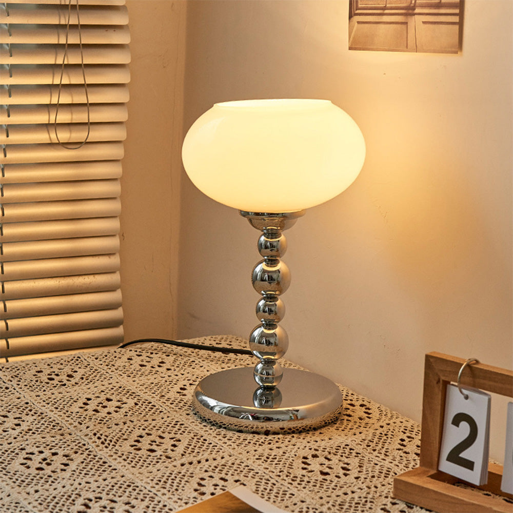 Vintage Bauhaus Yellow & White Glass Table Lamp -Homdiy