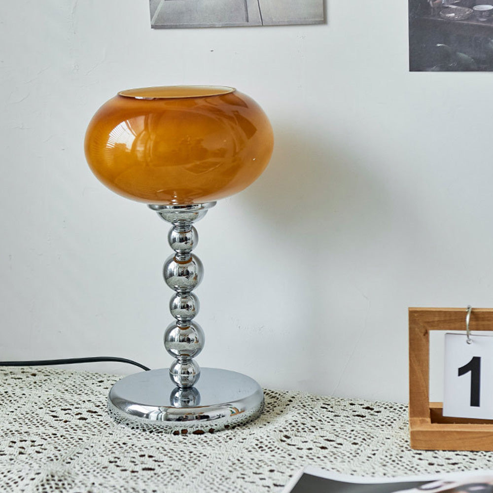 Vintage Bauhaus Yellow & White Glass Table Lamp -Homdiy