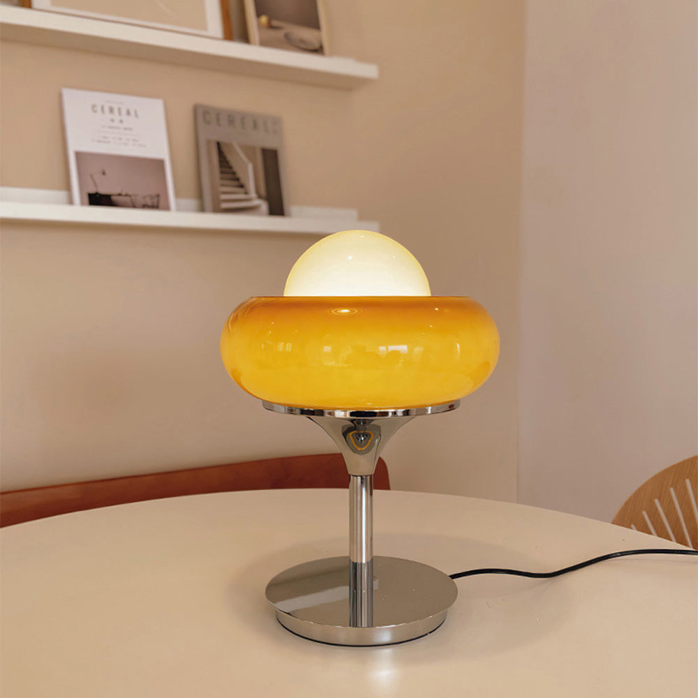 Vintage Bauahus Glass Yellow Table Lamp -Homdiy