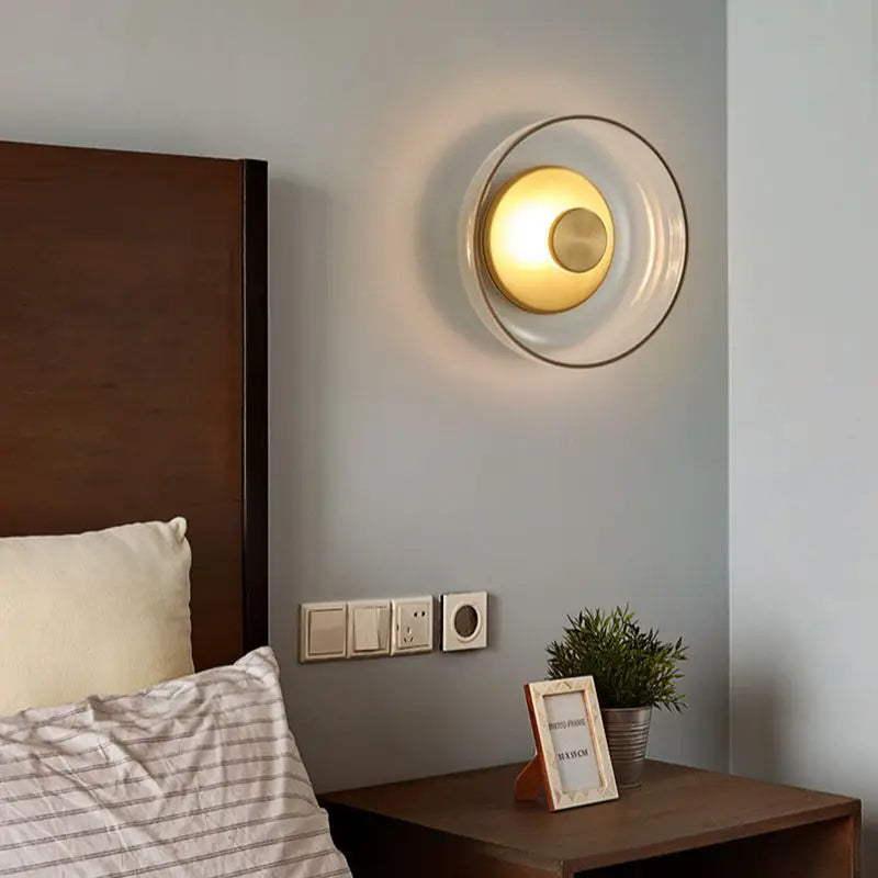 Creative Glass Bowl Bedroom Bedside Wall Sconce -Homdiy