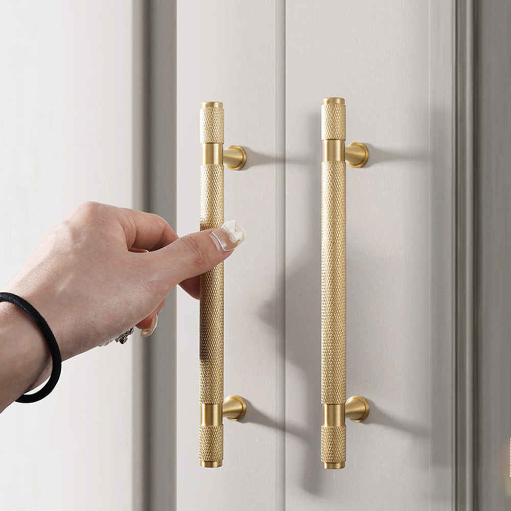 Cylinder Long Brass Drawer Handles Cabinet Pulls -Homdiy
