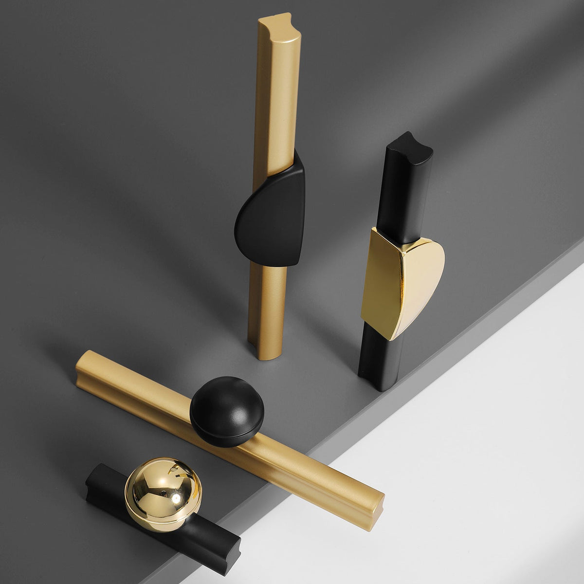 Gold & Black Semicircle Wardrobe Pulls Dresser Drawer Handles -Homdiy