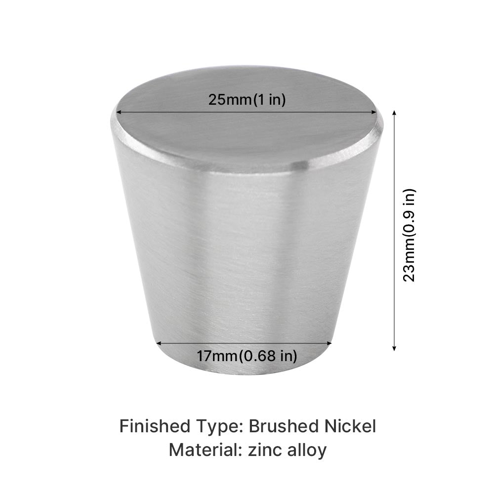 30 Pack Brushed Nickel Cabinet Door Knobs Solid Cone Shape Knobs for Cupboard(LS745SNB) -Homdiy