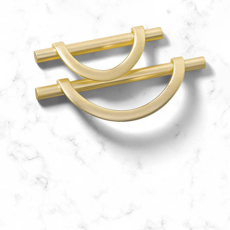 Zinc Alloy Brushed Gold Cabinet Handle Semicircle Dresser Knobs -Homdiy