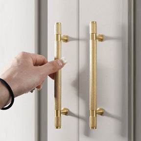 Cylinder Long Brass Drawer Handles Cabinet Pulls -Homdiy