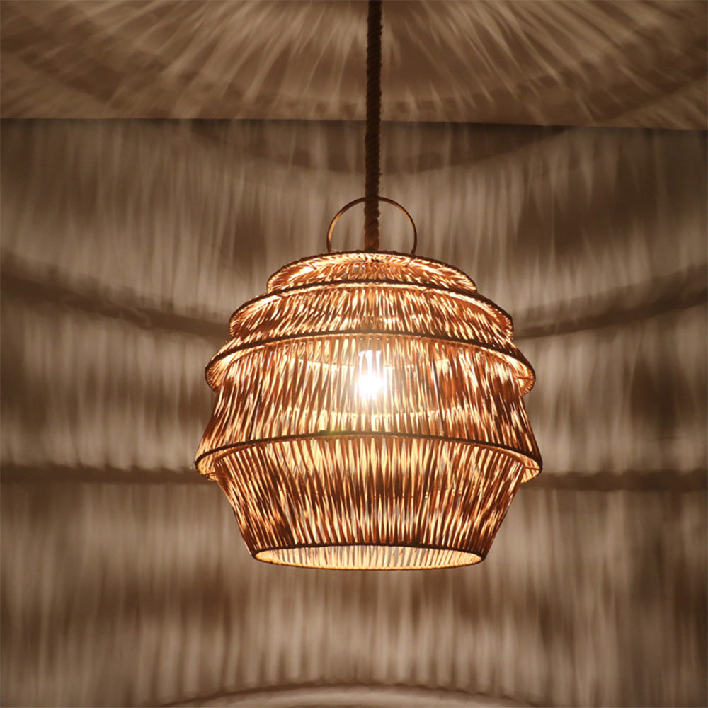 Handcrafted Pagoda Shape Rattan Pendant Light -Homdiy