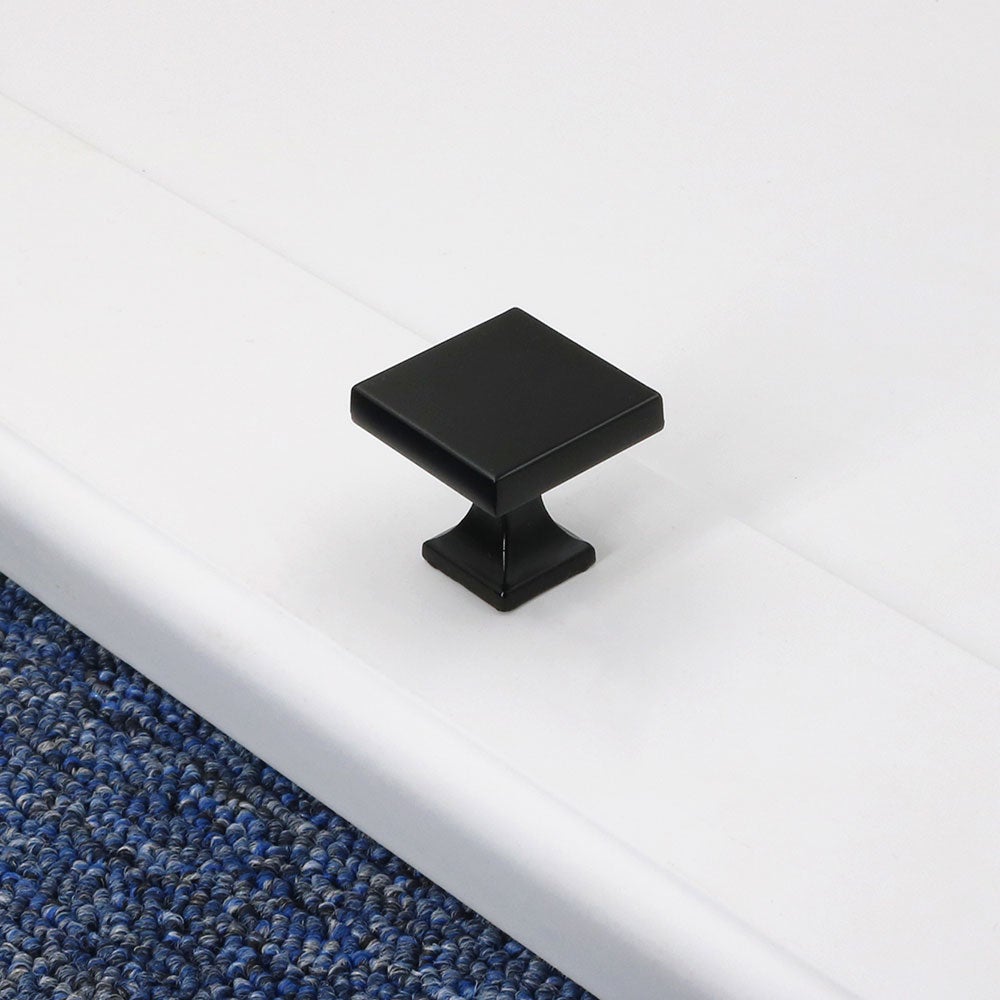 5 Pack Matte Black Cabinet Knobs Solid Square Knobs for Dresser Drawers (LS6785BK) -Homdiy