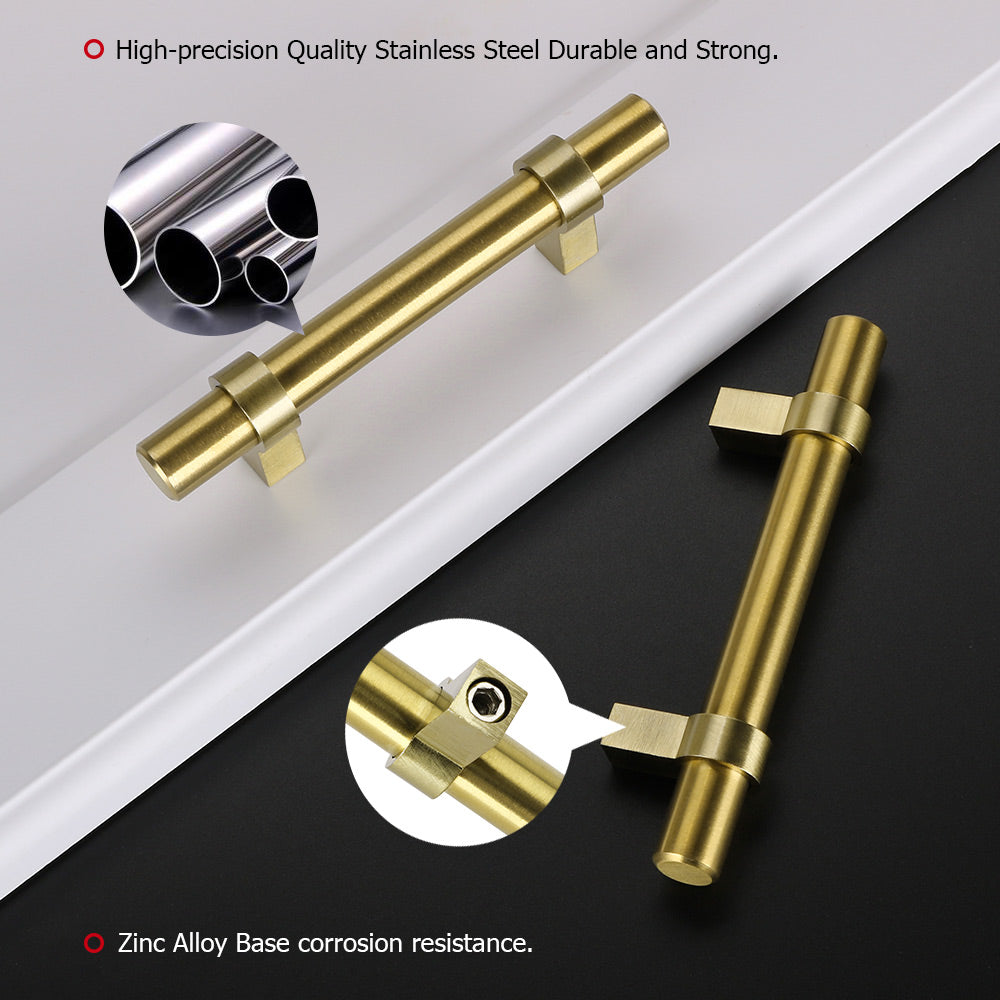 6 Pack Brushed Brass Kitchen Gold Pulls For Cabinets (LST16GD) -Homdiy