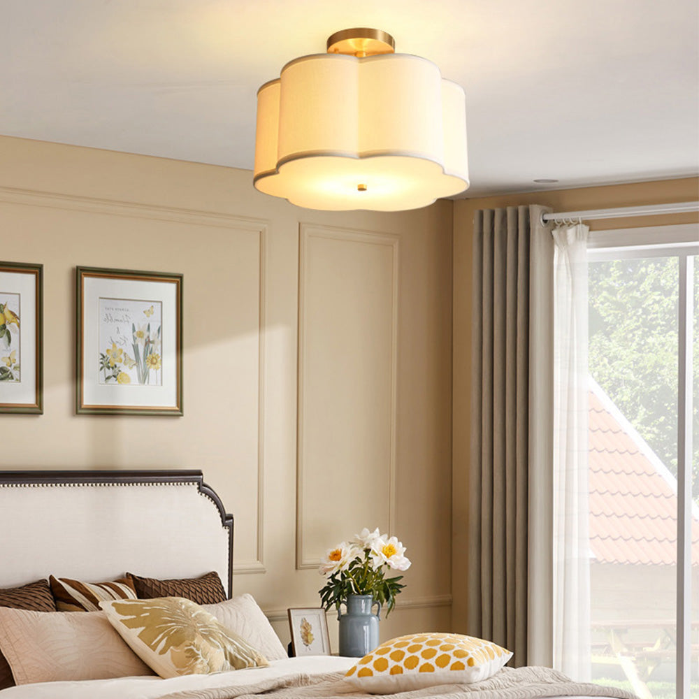 Flower Shade Semi Flush Mount Ceiling Light For Bedroom -Homdiy