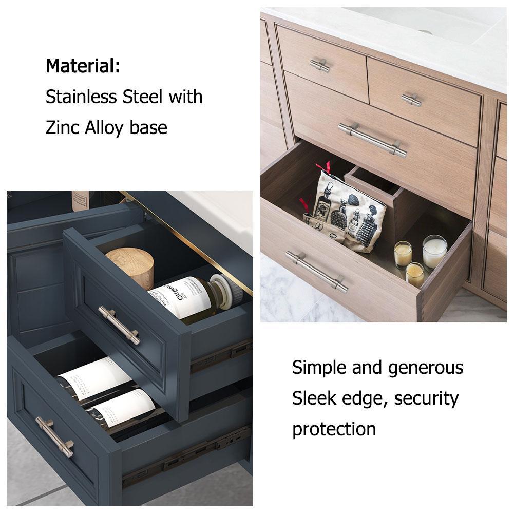 5 Pack Silver Cabinet Hardware Modern Dresser Drawer Pulls for Bathroom(LST16BSS) -Homdiy