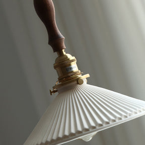 Japanese Style Ceramics Pleated Pendant Light -Homdiy