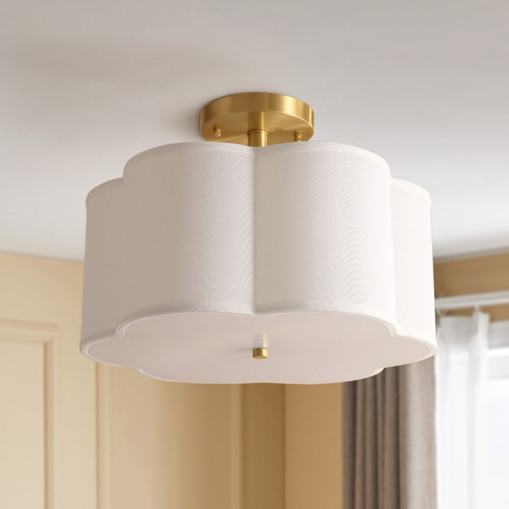 Flower Shade Semi Flush Mount Ceiling Light For Bedroom -Homdiy
