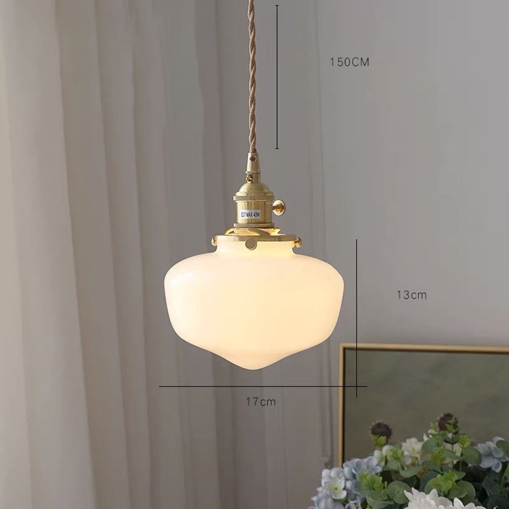 Retro Brass Lantern Glass Pendant Light -Homdiy