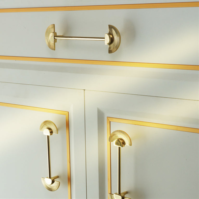 Gold Brass Scalloped Handle Wardrobe Cabinet Pulls -Homdiy