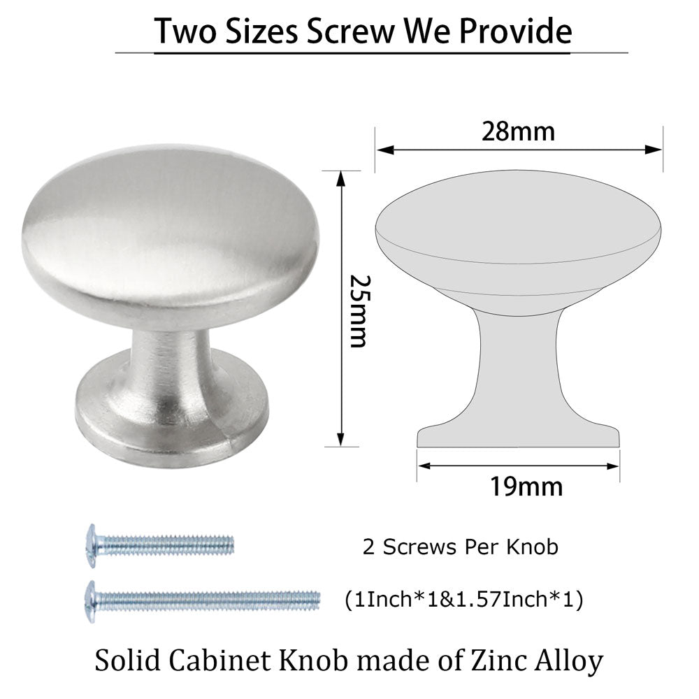 20 Pack Bathroom Brushed Nickel Cabinet Knobs Round Dresser Drawer Knobs(LS6050SNB) -Homdiy