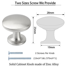 30 Pack Round Cabiner Knobs Brushed Nickel Zinc Alloy Kitchen Cabinet Hardware Handles(LS6050SNB) -Homdiy