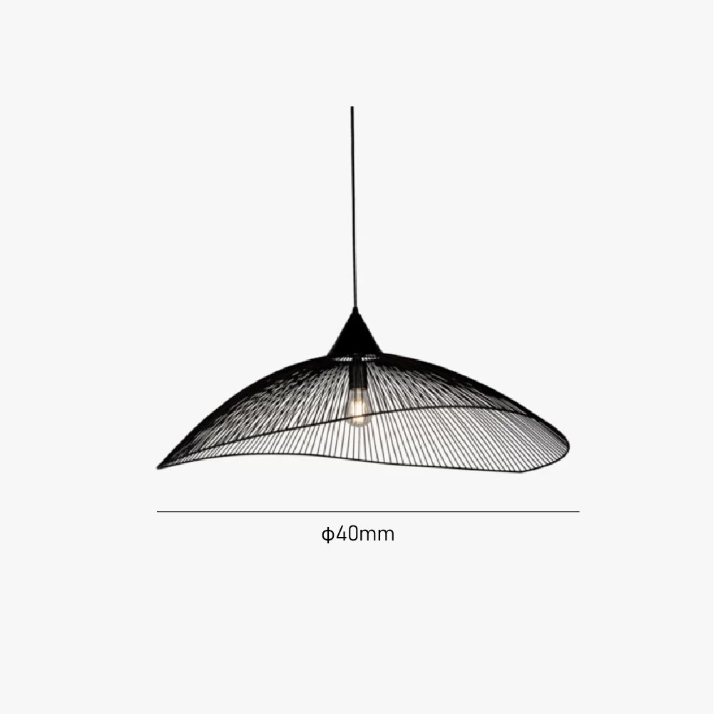 Single Black Pendant Light with Curved Metal Threads -Homdiy