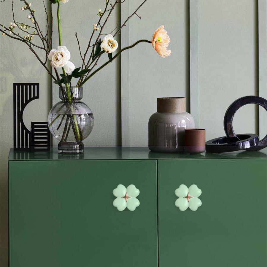 Miniluxe Ceramics Four-leaf Clover Colorful Drawer Pulls Dresser Knobs -Homdiy