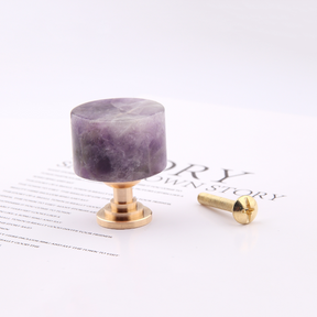 Natural Stone Amethyst Cylinder Crystal Brass Handles Luxury Drawer Kitchen Handles -Homdiy