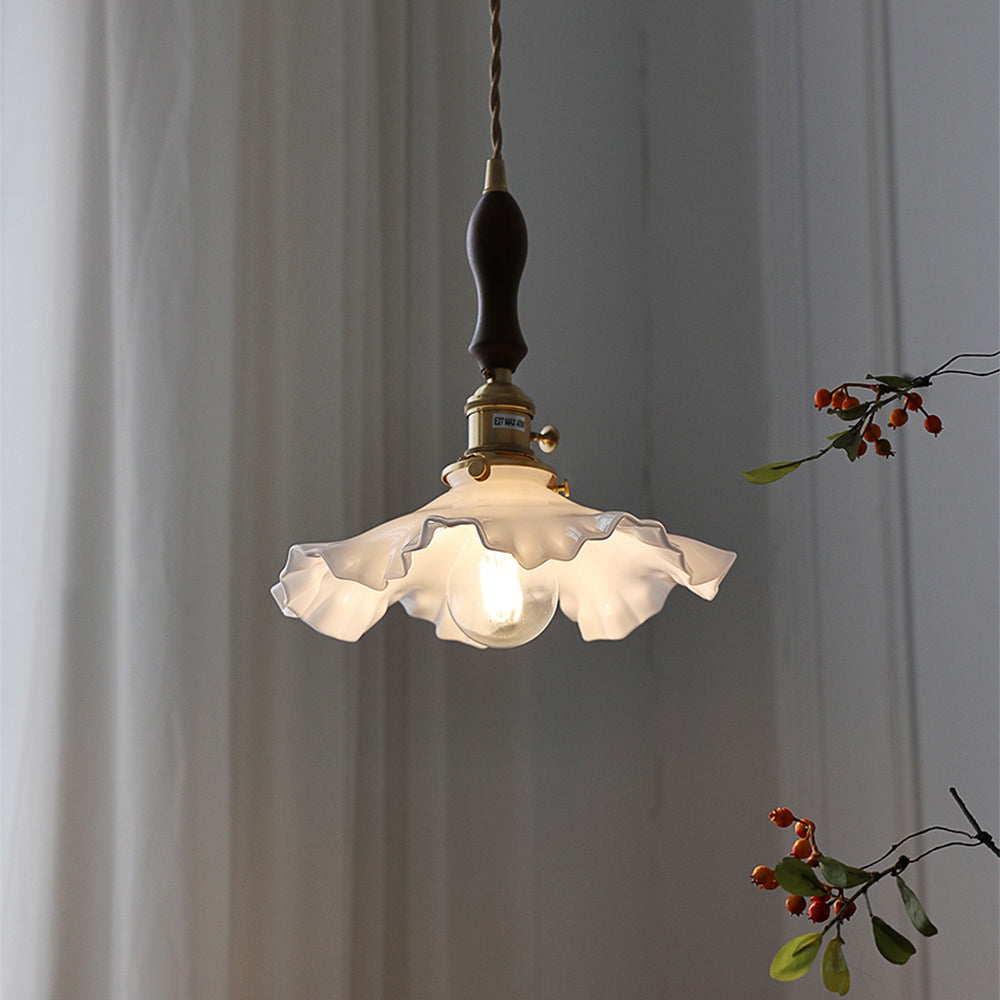 Nordic Kitchen Island Vintage Glass Pleated Pendant Lamp -Homdiy