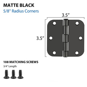 24 Pack Matte Black Door Hinges 3 1/2 Inch For House Door -Homdiy
