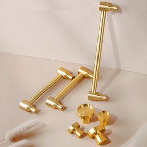 Golden Round Pure Brass Cabinet Pulls And Door Handle -Homdiy