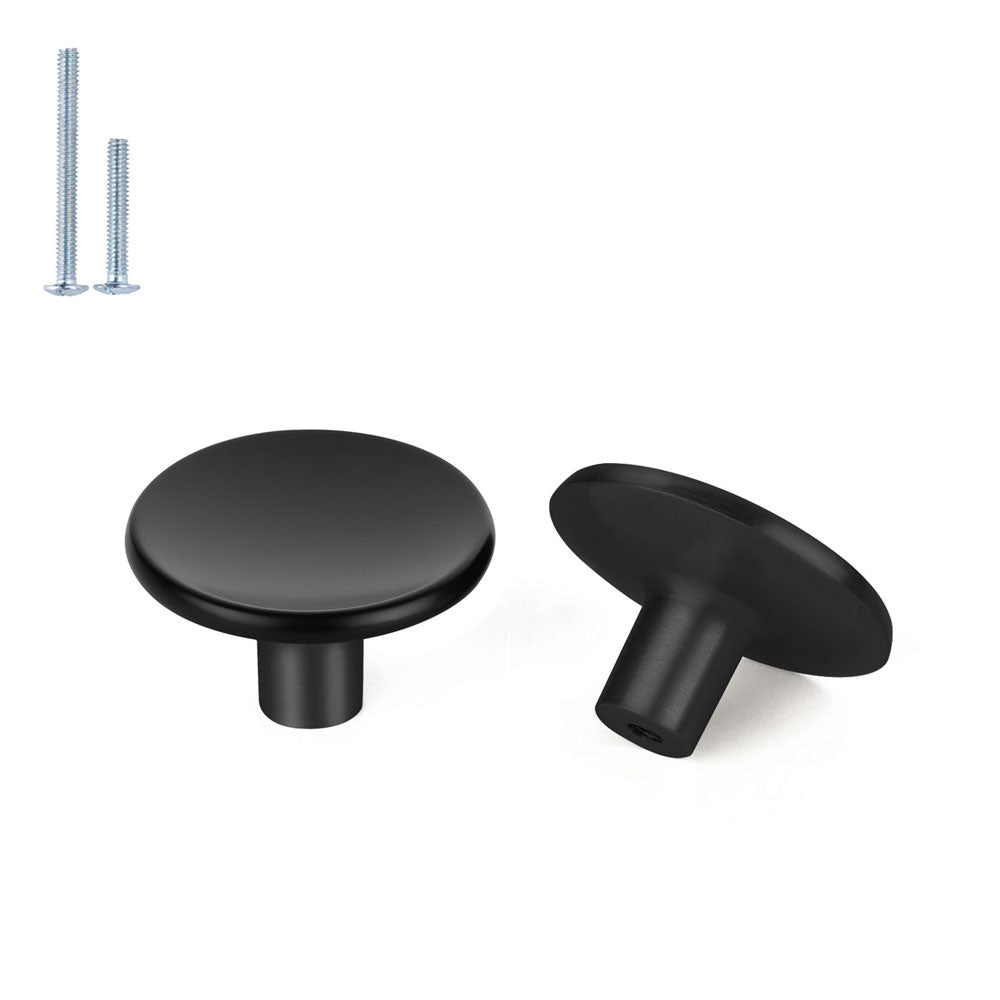 30 Pack Matta Black Round Knobs For Bedroom Cabinets Drawers(LS4008BK) -Homdiy
