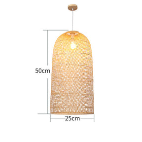 Modern Farmhouse Bamboo Pendant Lamp Handwoven Hanging Light -Homdiy