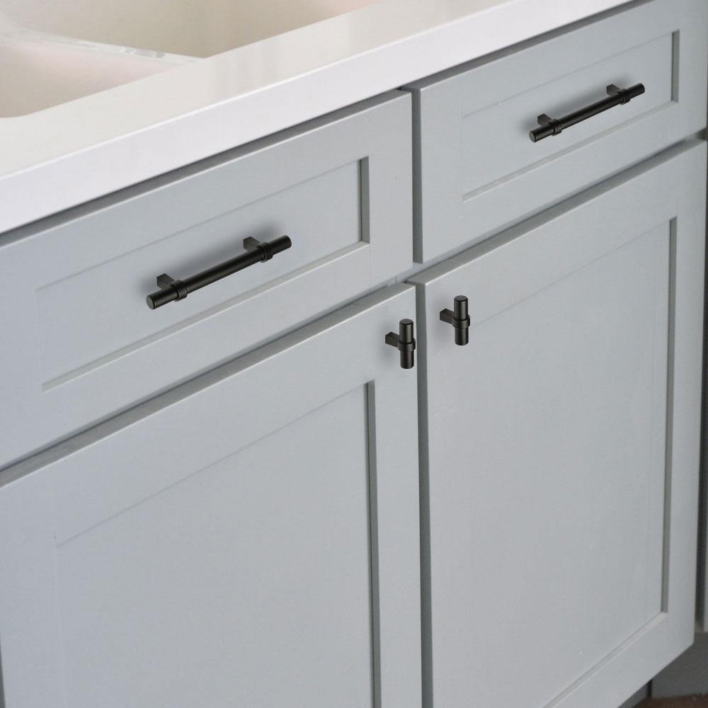 5 Pack Black Kitchen Cabinet Door Hardware Stainless Steel Cabinet Handles(LST16BK) -Homdiy