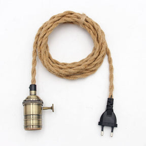 Hemp Rope Pendant Lamp Cord Kits With Plug Vintage Lamp Bulb Holder -Homdiy