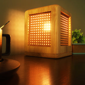 Rectangle Solid Wood Table Lamp For Bedroom Bedside -Homdiy