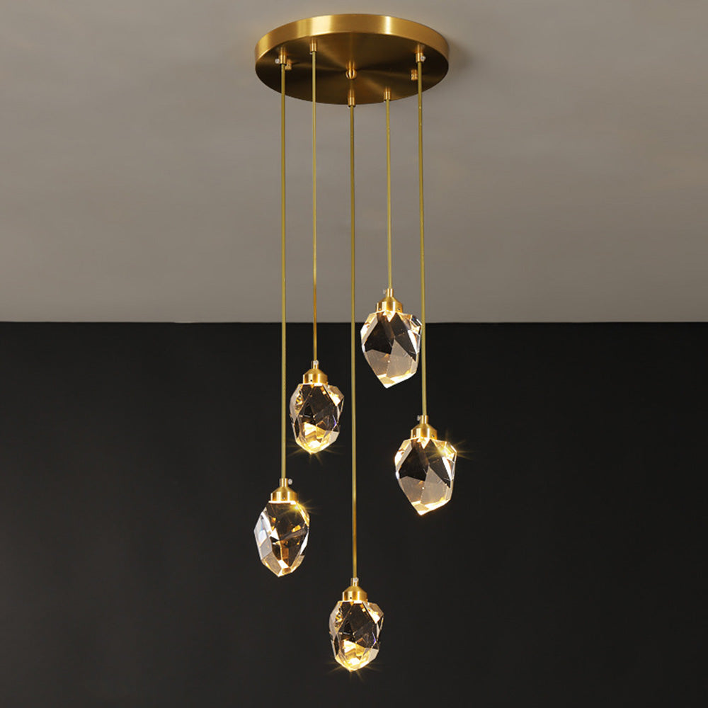 Modern Plating Crystal Chandelier Gold Dining Room Light Fixture -Homdiy