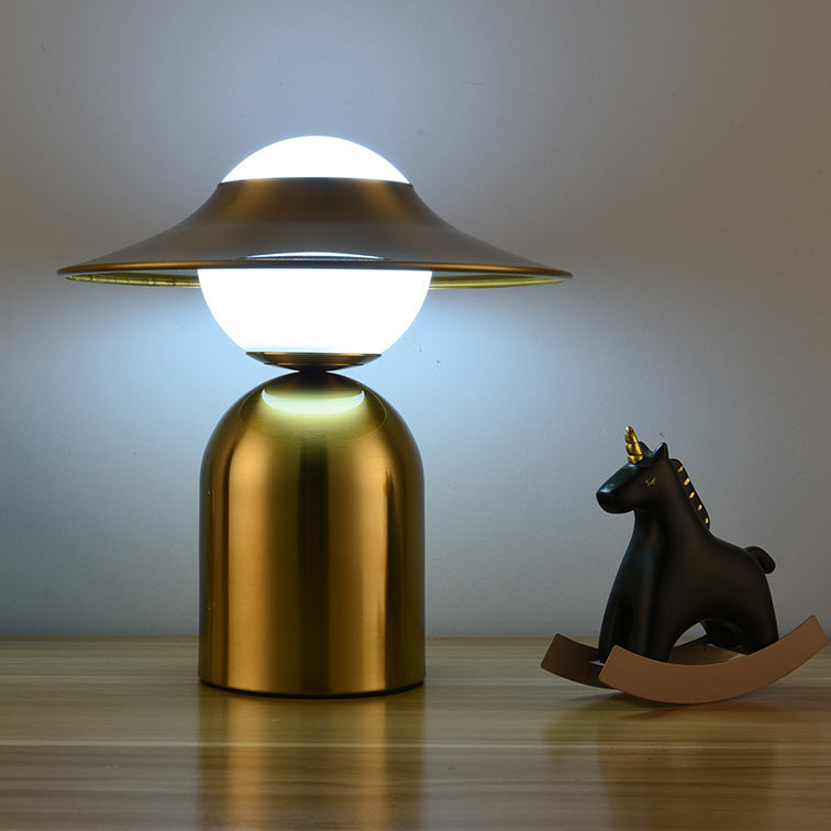 Modern Hat Glass Table Lamp Golden Ball LED Desk Lamp -Homdiy