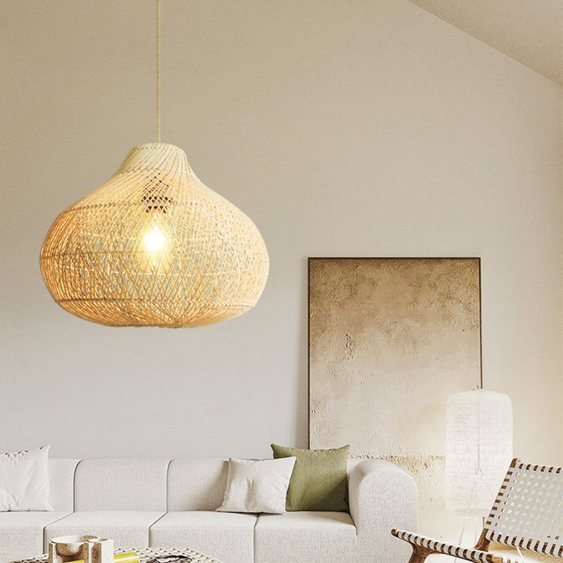 Natural Rattan Pendant Lamp Shade for Living Room -Homdiy