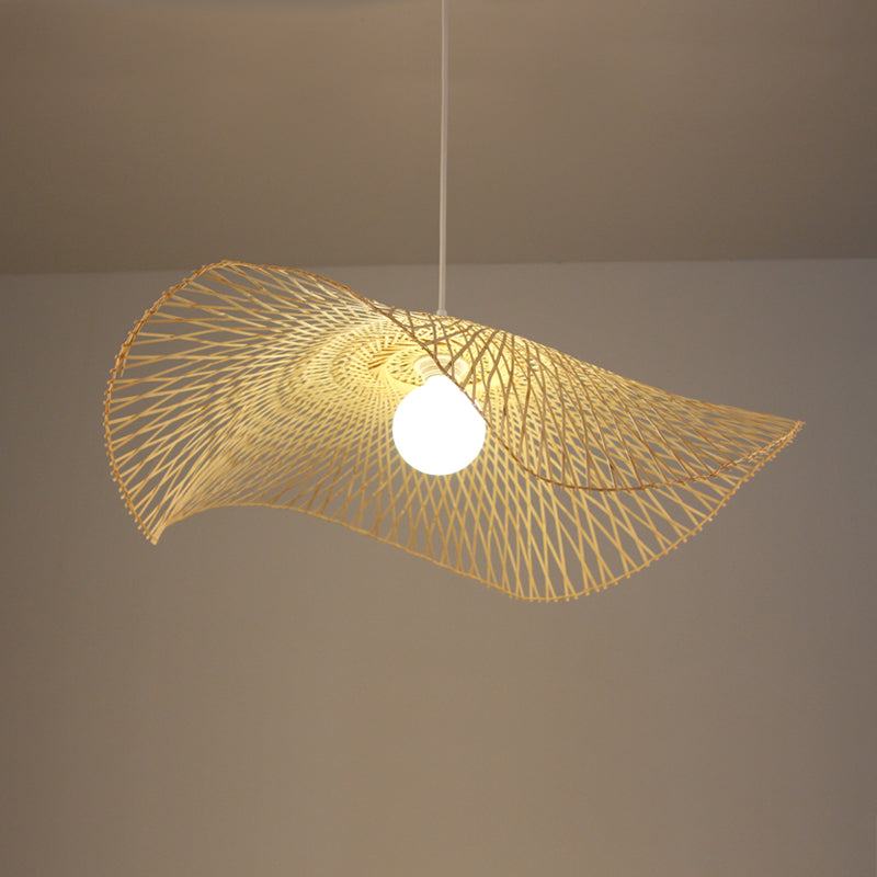 Handmade Bamboo Woven Pendant Light Country Wicker Lamp Shade -Homdiy