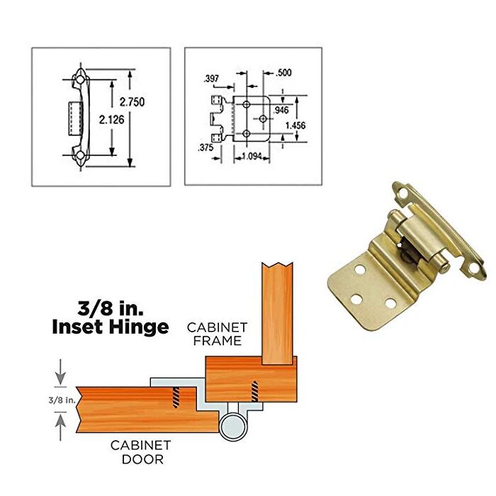 Cabinet hinges brushed brass face mount, 25 Pairs (50 Pieces), 38BB -Homdiy