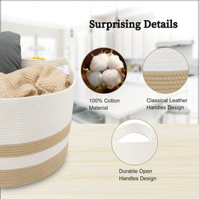 Round Woven Storage Basket Large Cotton Rope Baskets for Storage Baby Storage Basket XXL -Homdiy