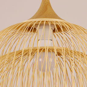 Simple Small Chandelier Decorative Bamboo Woven Pendant Lampshade -Homdiy