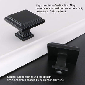 20 Pack Modern Black Square Cabinet Knobs Black Kitchen Cabinet Hardware Handles(LS9111BK) -Homdiy