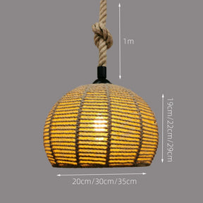 Hemp Rope Industrial Chandelier Half-Globe 1-Light Pendant Lamp -Homdiy
