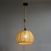 Hemp Rope Industrial Chandelier Half-Globe 1-Light Pendant Lamp -Homdiy